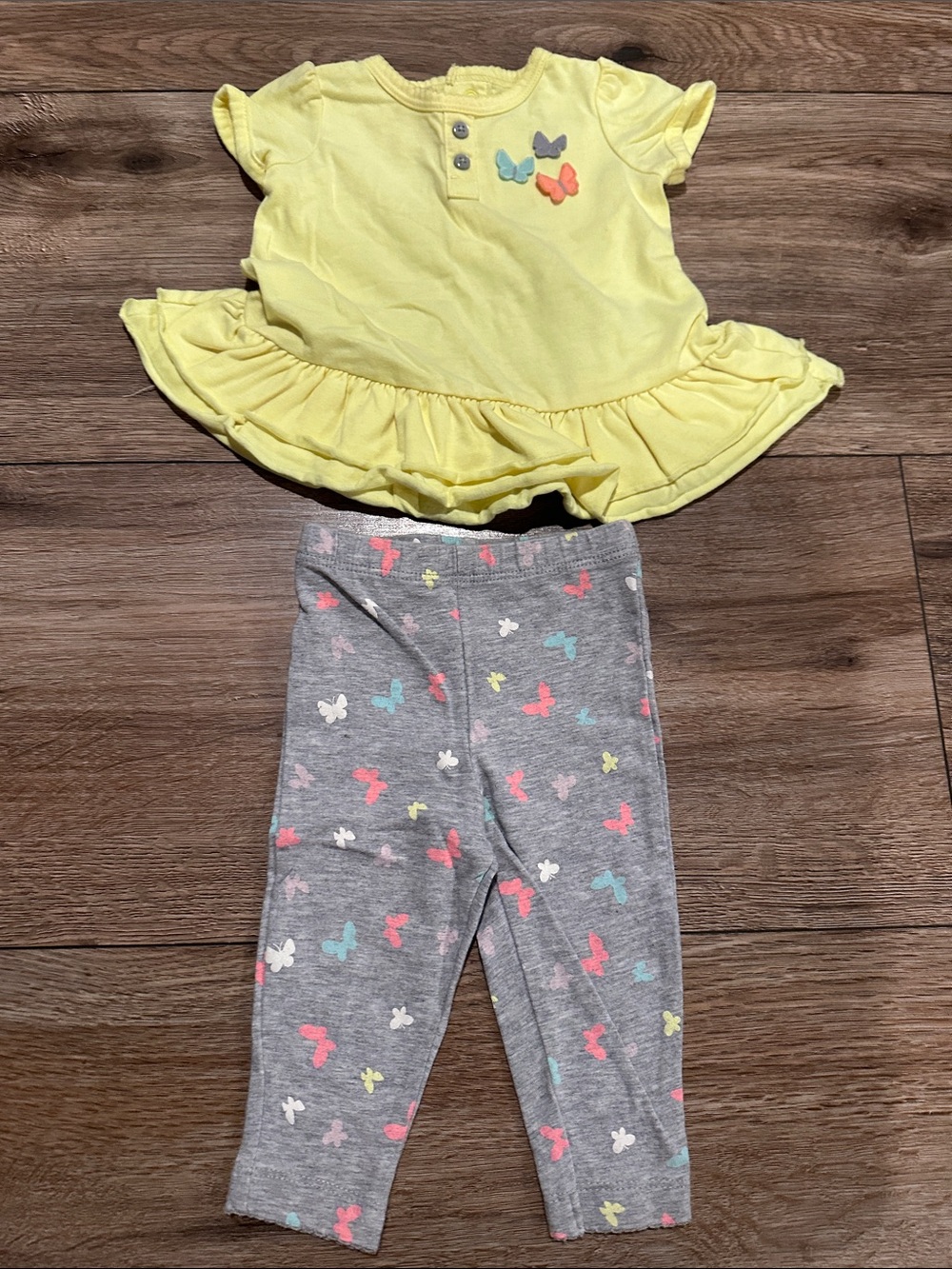 Carter's Yellow Butterfly Button Baby Top